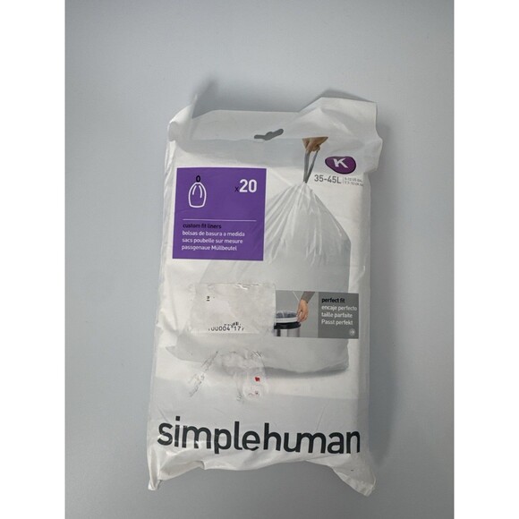 Simplehuman K Custom Fit Trash Can Liners 20 Ct 35-45L Bags Extra Strong Sealed - Picture 1 of 2